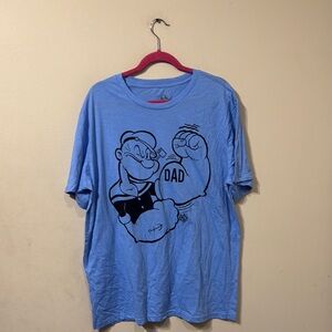 Unisex Plus Size Blue Popeye The Sailor Man Graphic T-Shirt sz XXL Dad Tattoo